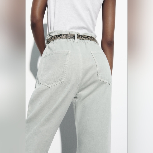 NWT Zara HIGH-WAISTED BELTED BAGGY PAPERBAG Z1975 JEANS Size 2 (fit like a 4-6)) - Picture 6 of 12